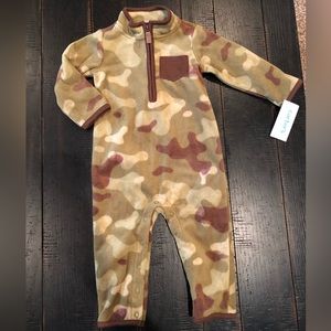 NWT- Baby Camo Fleece Jumpsuit, 12 mo.